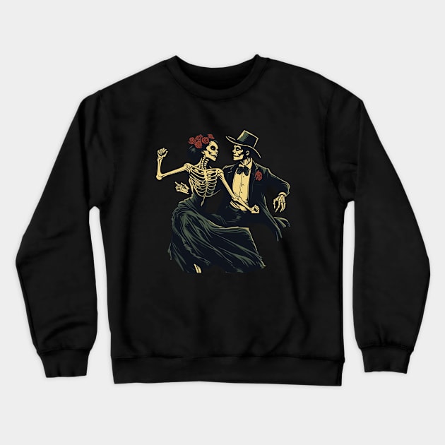 Elegant Skeletons Dancing Modern Style Danse Macabre Crewneck Sweatshirt by Piggy Boxer